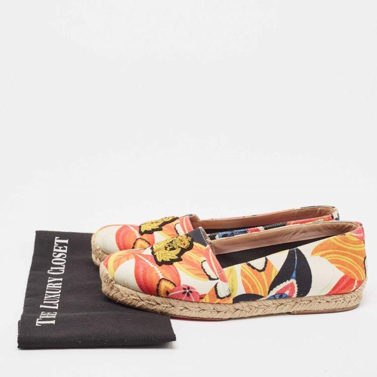 Pre Owned Christian Louboutin Multicolor Printed Canvas Espadrille Loafers Size 41