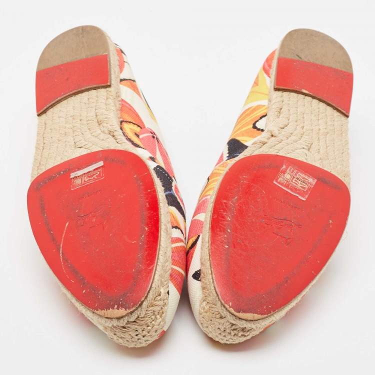 Pre Owned Christian Louboutin Multicolor Printed Canvas Espadrille Loafers Size 41