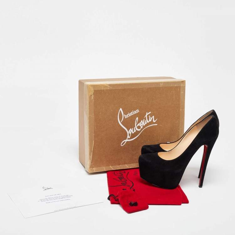 Pre Owned Christian Louboutin Black Suede Daffodile Pumps Size 38.5