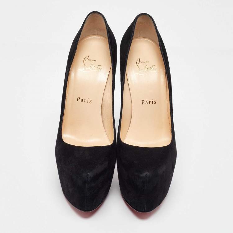 Pre Owned Christian Louboutin Black Suede Daffodile Pumps Size 38.5