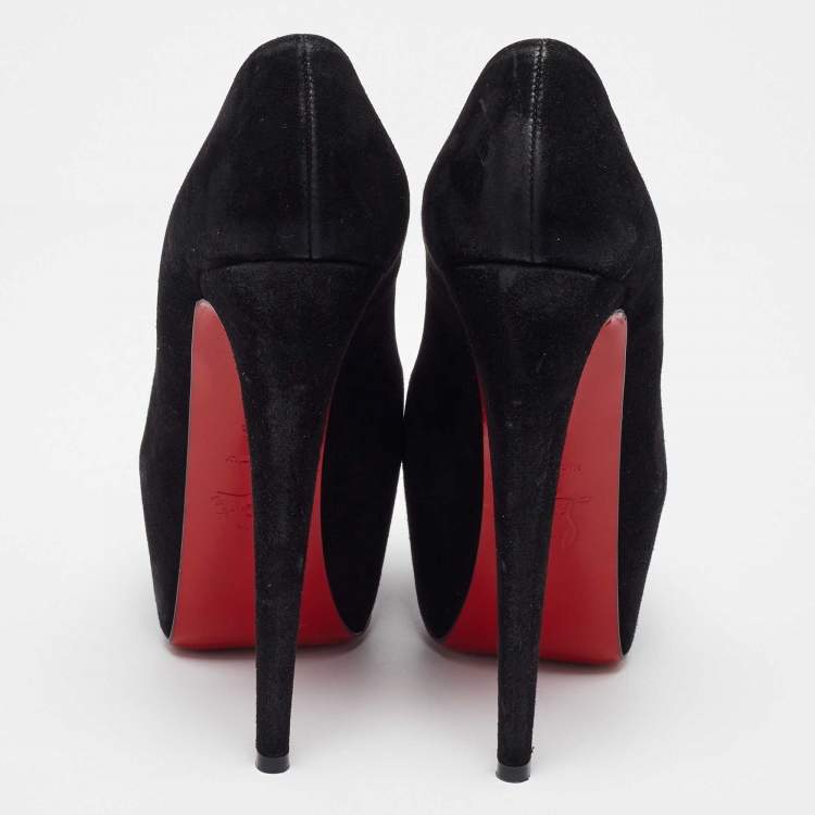 Pre Owned Christian Louboutin Black Suede Daffodile Pumps Size 38.5