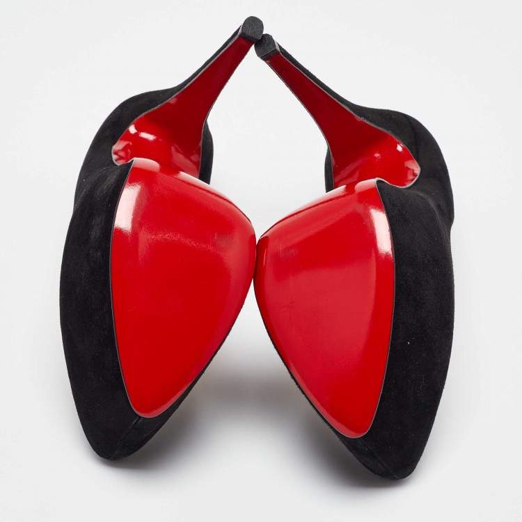 Pre Owned Christian Louboutin Black Suede Daffodile Pumps Size 38.5