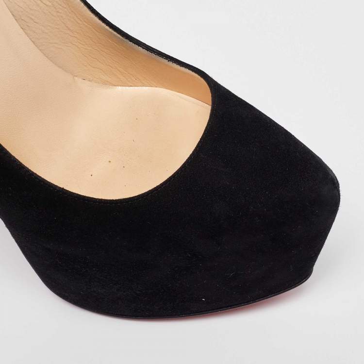 Pre Owned Christian Louboutin Black Suede Daffodile Pumps Size 38.5