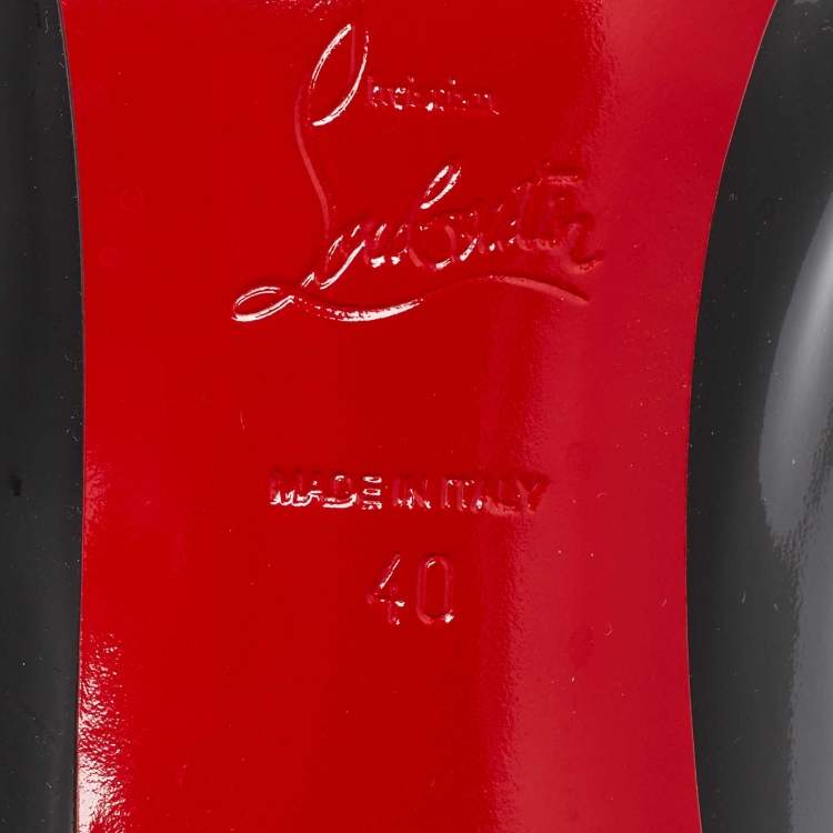 Pre Owned Christian Louboutin Black Patent Leather and PVC Space Odd Boots Size 40