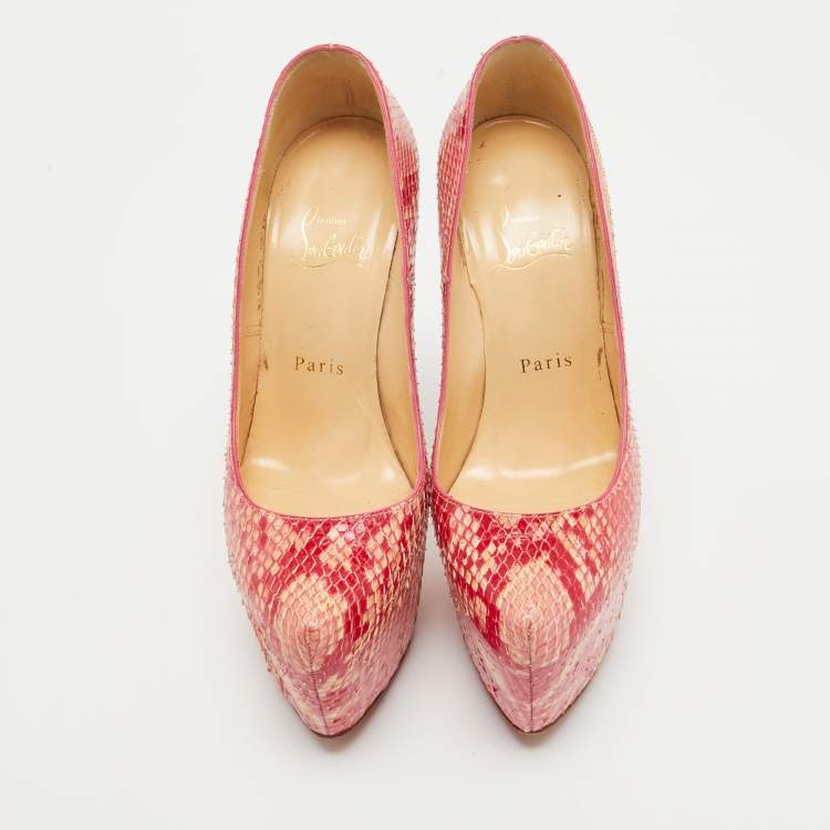 Pre Owned Christian Louboutin Two Tone  Python Daffodile Pumps Size 36.5