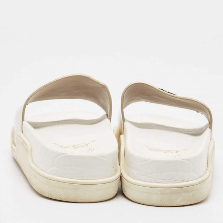 Pre Owned Christian Louboutin Metallic Leather Platform Slides Size 37
