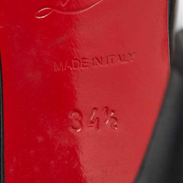 Pre Owned Christian Louboutin Black Patent Leather Lady Peep Toe Pumps 34.5