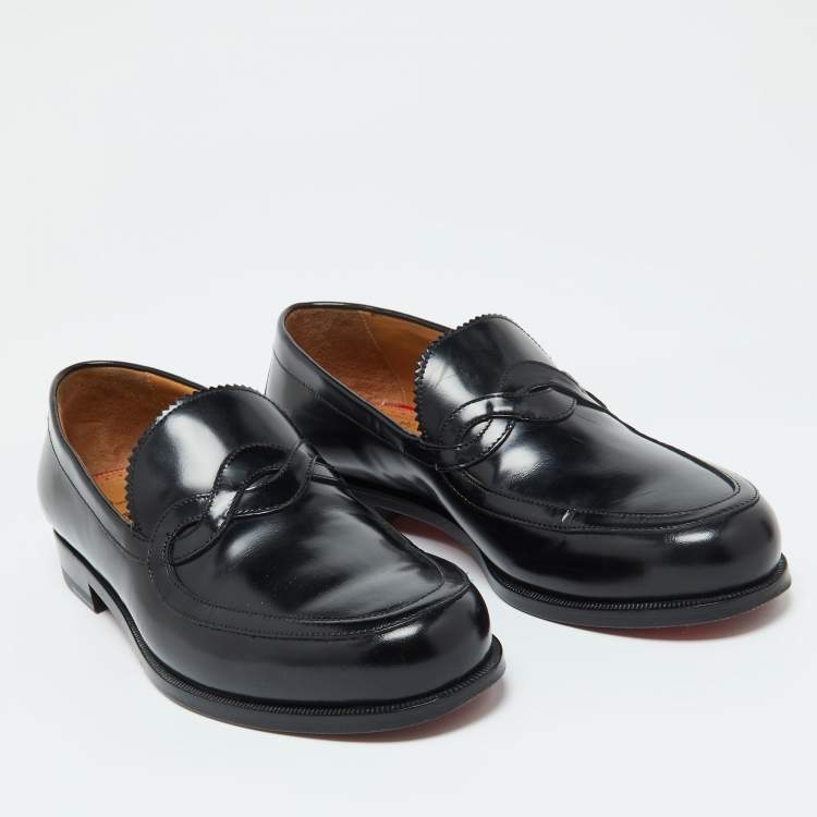 Pre Owned Christian Louboutin Black Patent Leather Loafers Size 39