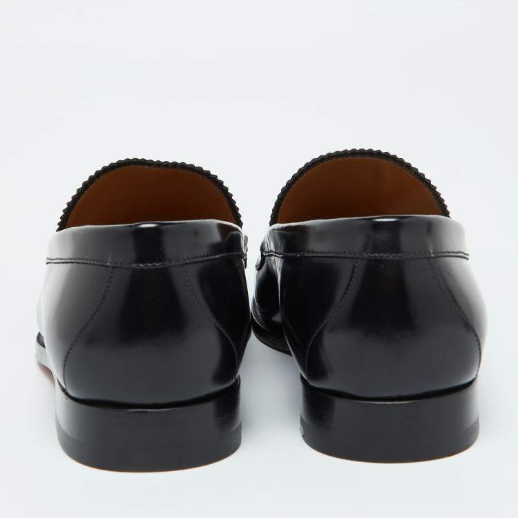 Pre Owned Christian Louboutin Black Patent Leather Loafers Size 39