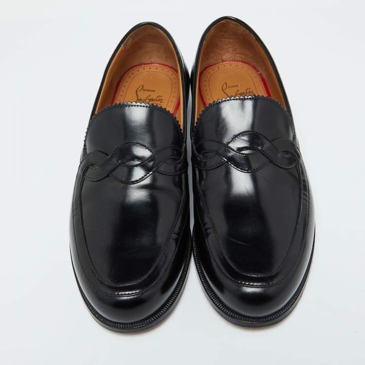 Pre Owned Christian Louboutin Black Patent Leather Loafers Size 39