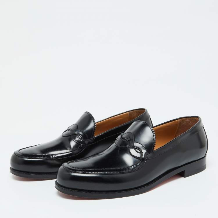 Pre Owned Christian Louboutin Black Patent Leather Loafers Size 39
