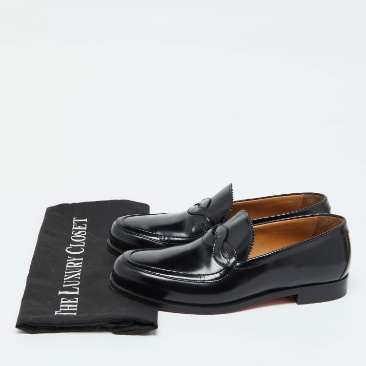 Pre Owned Christian Louboutin Black Patent Leather Loafers Size 39