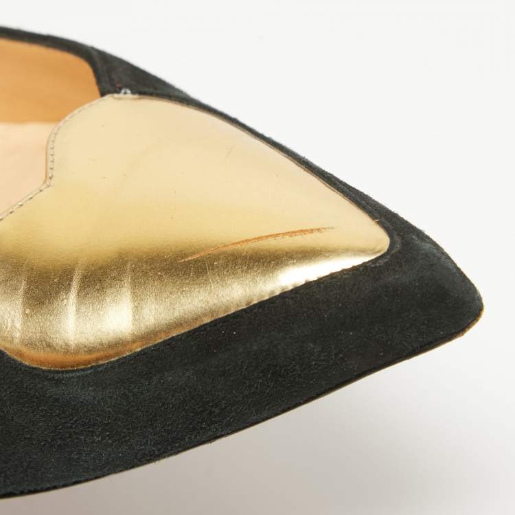 Pre Owned Christian Louboutin Black Suede Doracora Pumps Size 37.5