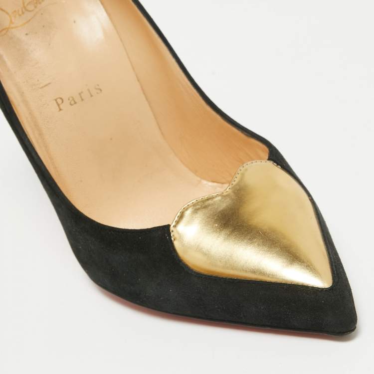 Pre Owned Christian Louboutin Black Suede Doracora Pumps Size 37.5
