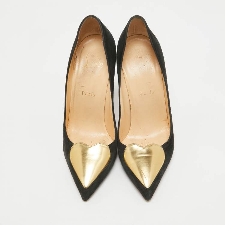 Pre Owned Christian Louboutin Black Suede Doracora Pumps Size 37.5