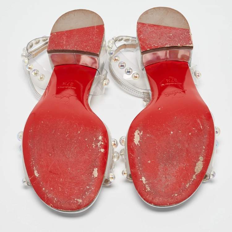 Pre Owned Christian Louboutin Transparent PVC Faridaravie Ankle Strap Sandals Size 37.5