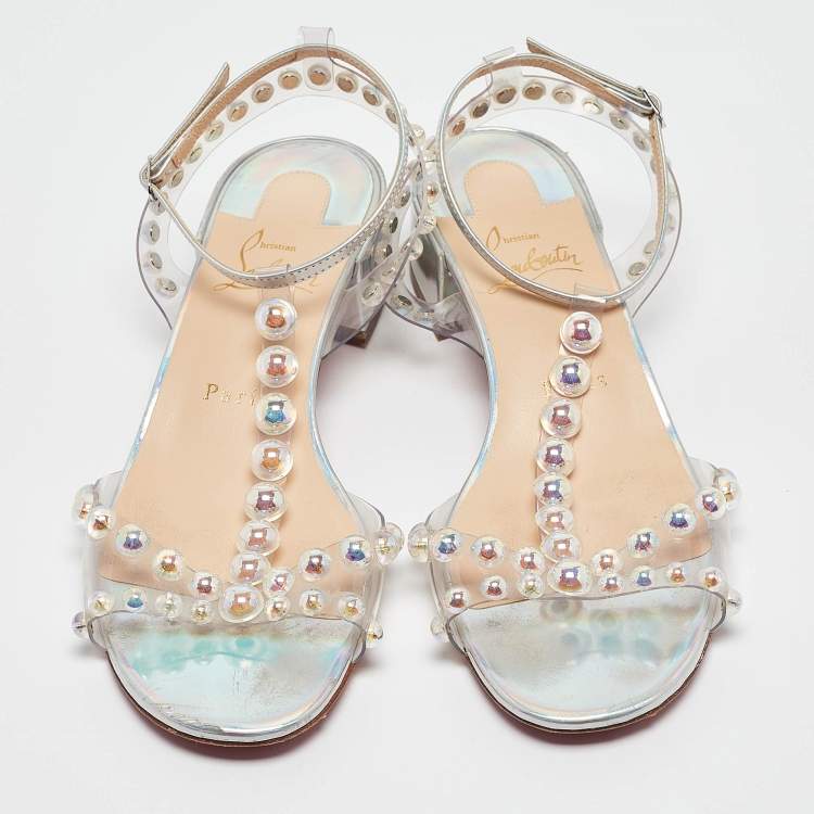 Pre Owned Christian Louboutin Transparent PVC Faridaravie Ankle Strap Sandals Size 37.5