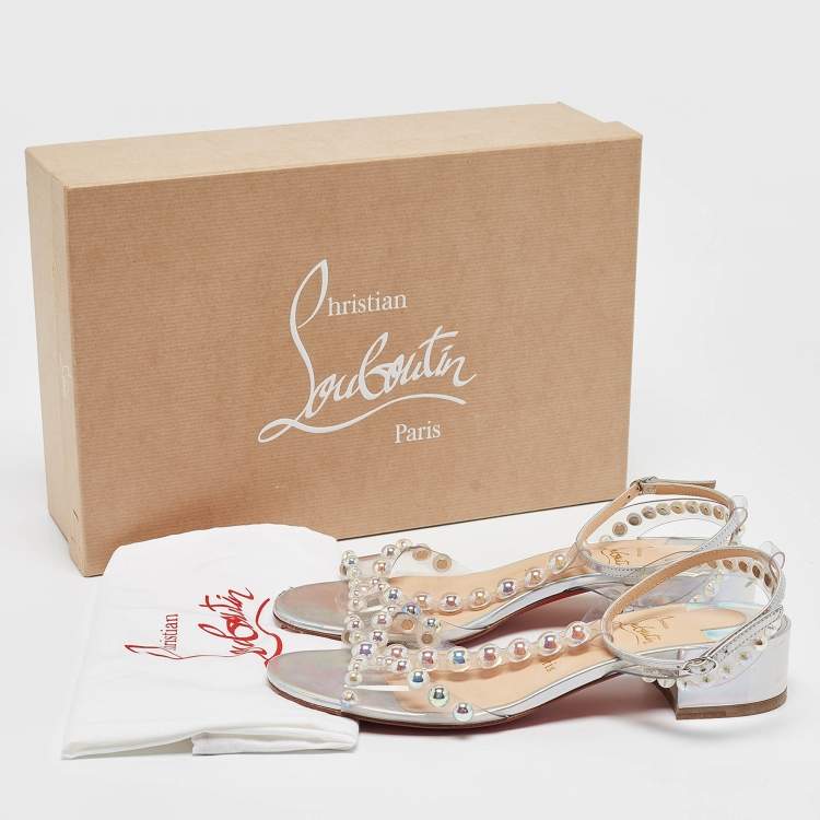 Pre Owned Christian Louboutin Transparent PVC Faridaravie Ankle Strap Sandals Size 37.5