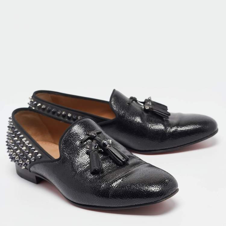 Pre Owned Christian Louboutin Black Leather Tassilo Loafers Size 41.5