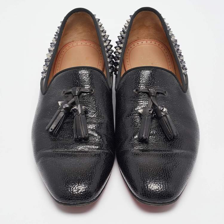 Pre Owned Christian Louboutin Black Leather Tassilo Loafers Size 41.5