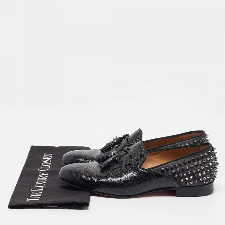 Pre Owned Christian Louboutin Black Leather Tassilo Loafers Size 41.5