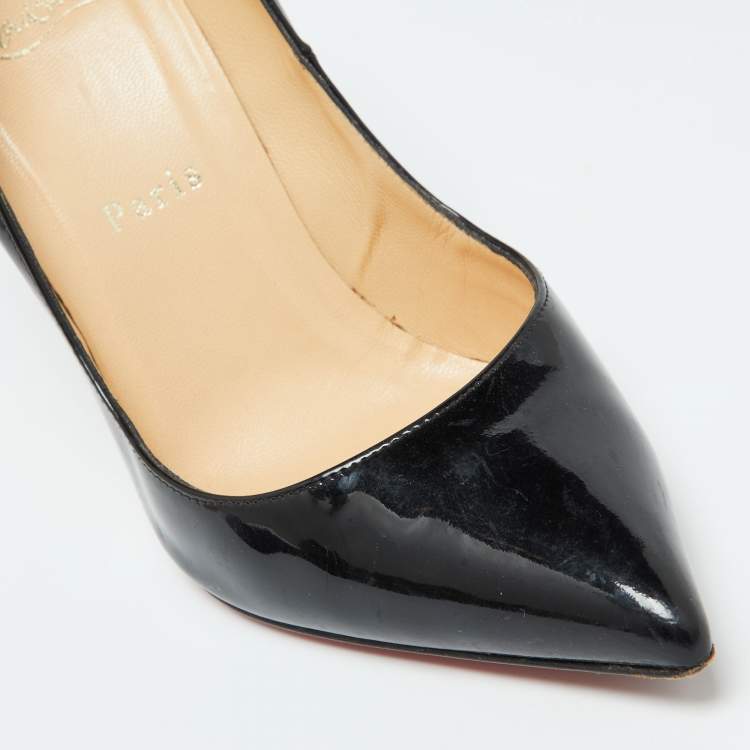 Pre Owned Christian Louboutin Black Patent Leather Pigalle Pumps 38.5