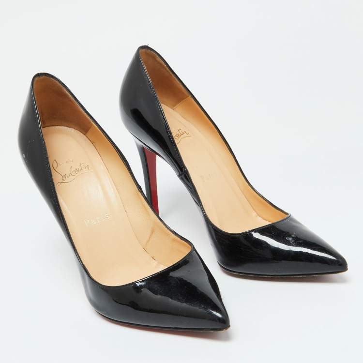 Pre Owned Christian Louboutin Black Patent Leather Pigalle Pumps 38.5