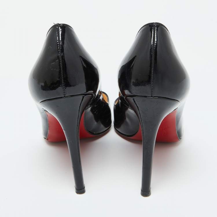 Pre Owned Christian Louboutin Black Patent Leather Pigalle Pumps 38.5