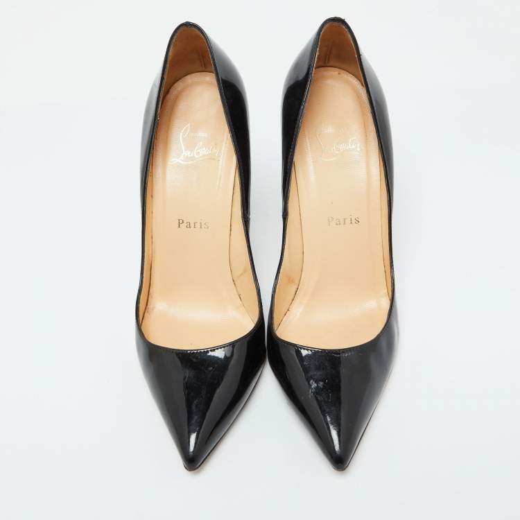 Pre Owned Christian Louboutin Black Patent Leather Pigalle Pumps 38.5