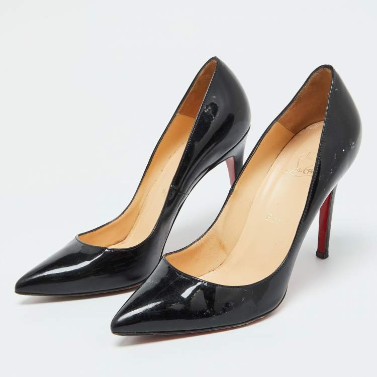 Pre Owned Christian Louboutin Black Patent Leather Pigalle Pumps 38.5
