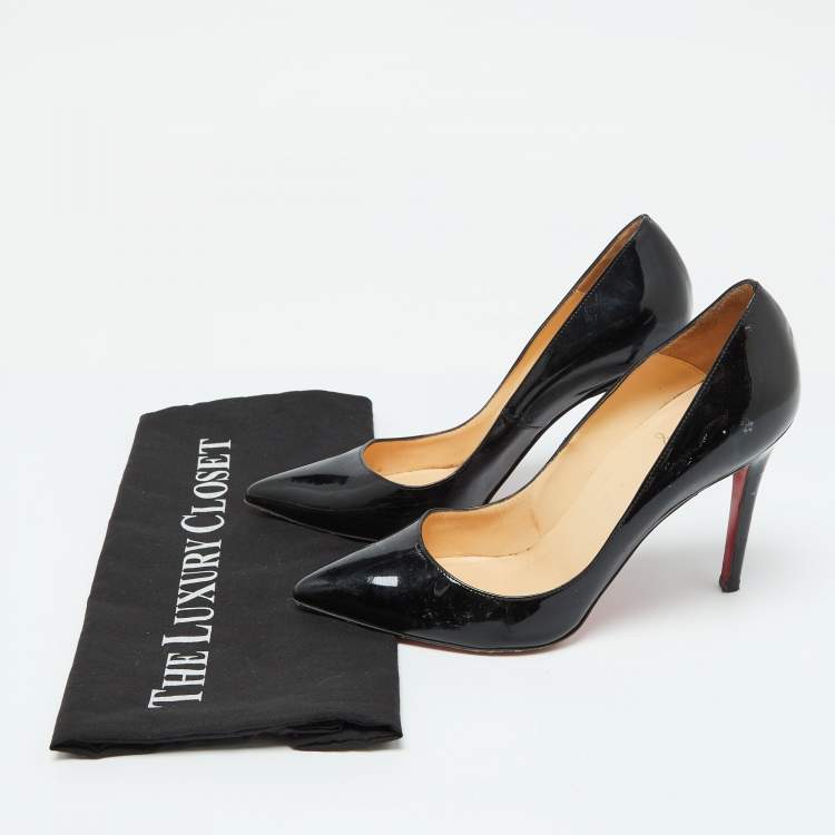 Pre Owned Christian Louboutin Black Patent Leather Pigalle Pumps 38.5