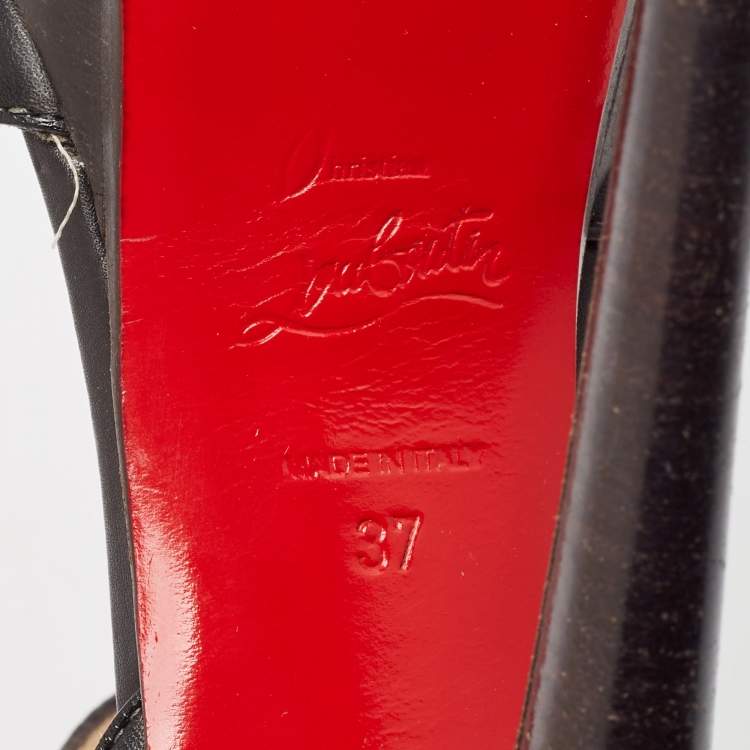 Pre Owned Christian Louboutin Black Leather Sporting Sandals Size 37