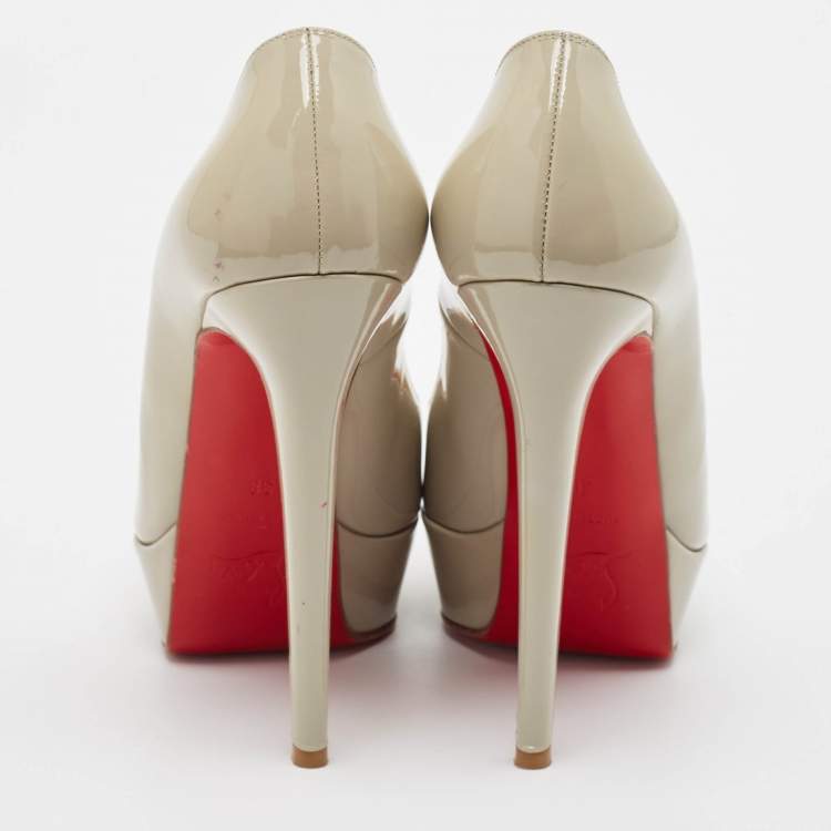 Pre Owned Christian Louboutin Grey Patent Leather Bianca Platform Pumps Size 38