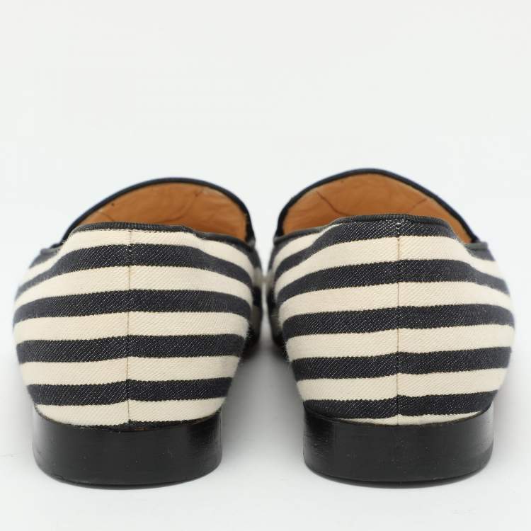 Pre Owned Christian Louboutin Multicolor Patent Leather And Canvas Havanana Spiked Smoking Slippers Size 38