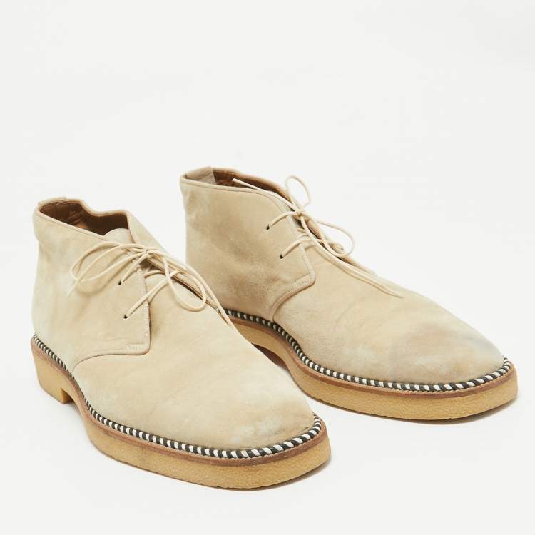 Pre Owned Christian Louboutin Grey Suede Ankle Length Boots Size 44