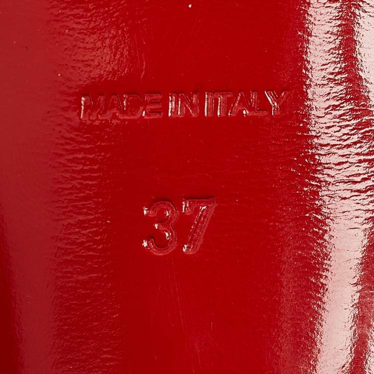 Pre Owned Christian Louboutin Orange Patent New Simple Platform Pumps 37