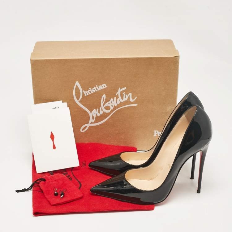 Pre Owned Christian Louboutin Black Patent Leather So Kate Pumps Size 38