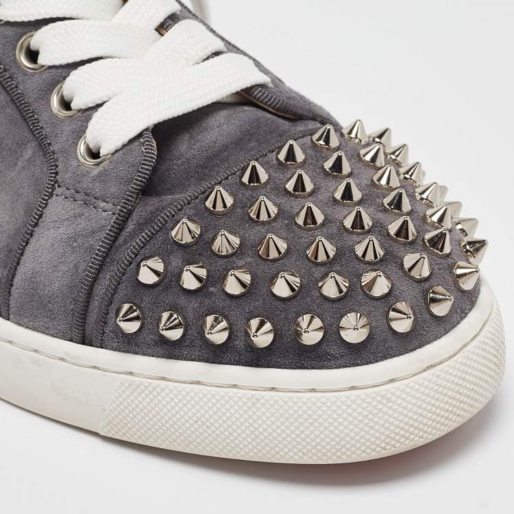 Pre Owned Christian Louboutin Grey Suede Orlato Lace Up Sneakers Size 37