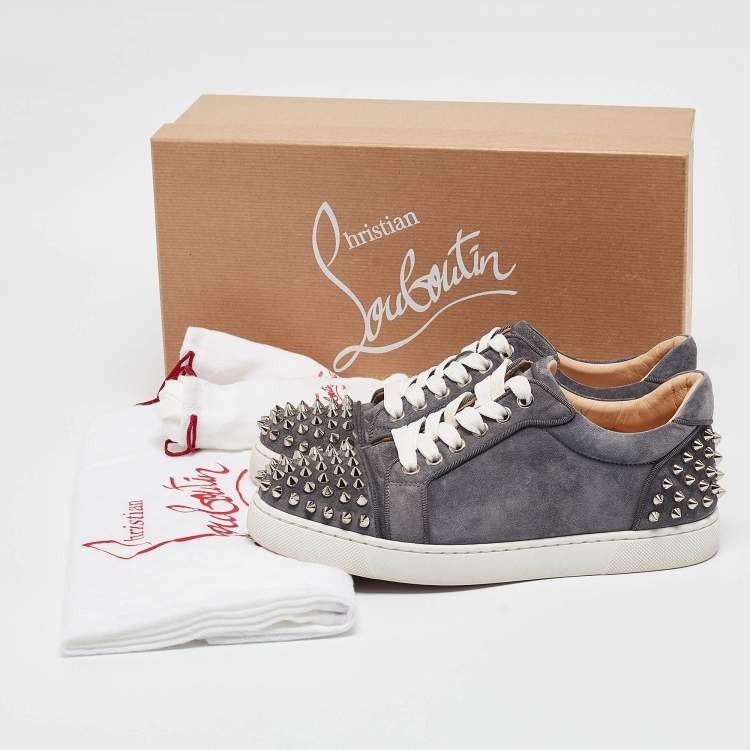 Pre Owned Christian Louboutin Grey Suede Orlato Lace Up Sneakers Size 37