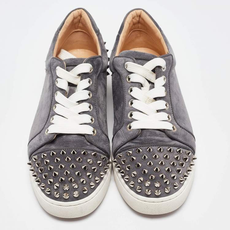 Pre Owned Christian Louboutin Grey Suede Orlato Lace Up Sneakers Size 37
