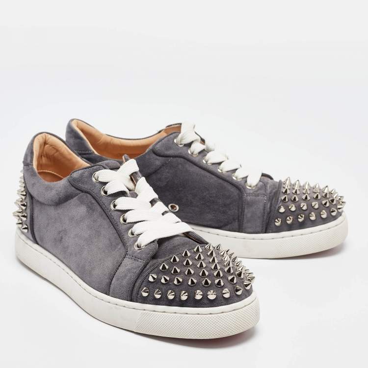 Pre Owned Christian Louboutin Grey Suede Orlato Lace Up Sneakers Size 37