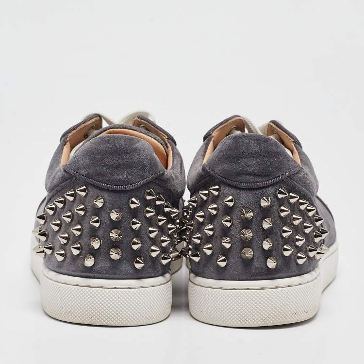 Pre Owned Christian Louboutin Grey Suede Orlato Lace Up Sneakers Size 37