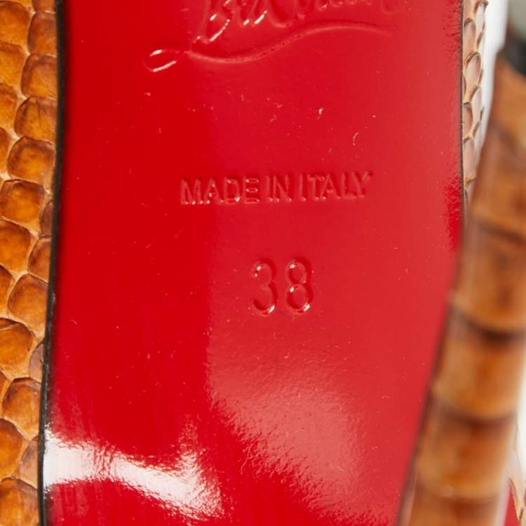 Pre Owned Christian Louboutin Brown Python Leather So Kate Pumps Size 38