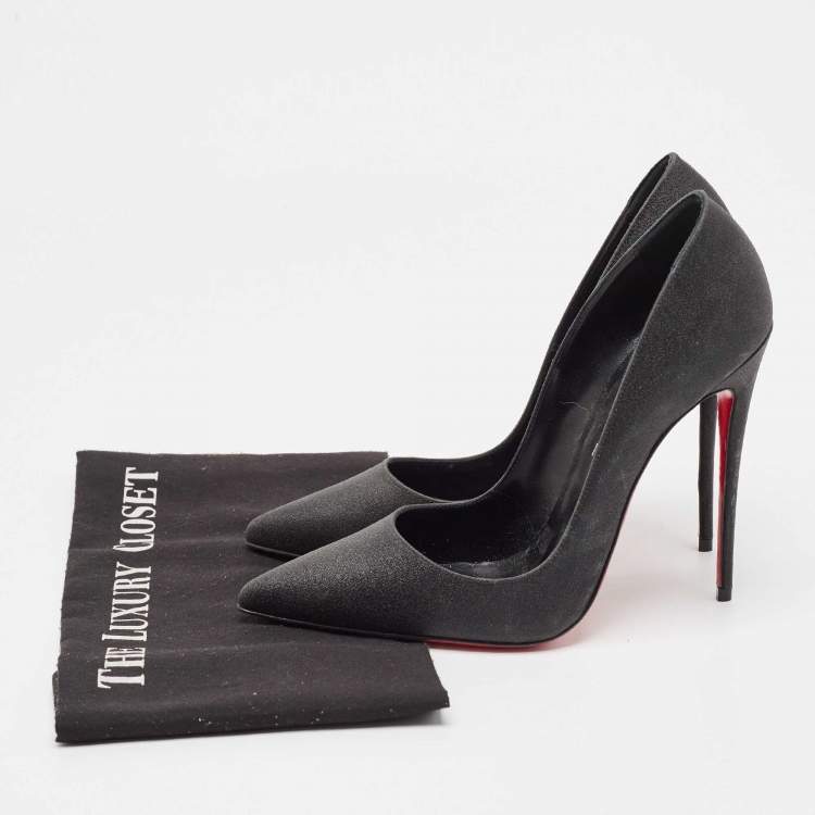 Pre Owned Christian Louboutin Black Glitter So Kate Pumps Size 39
