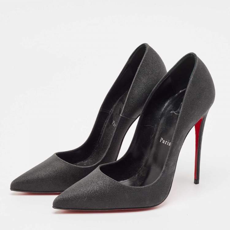 Pre Owned Christian Louboutin Black Glitter So Kate Pumps Size 39