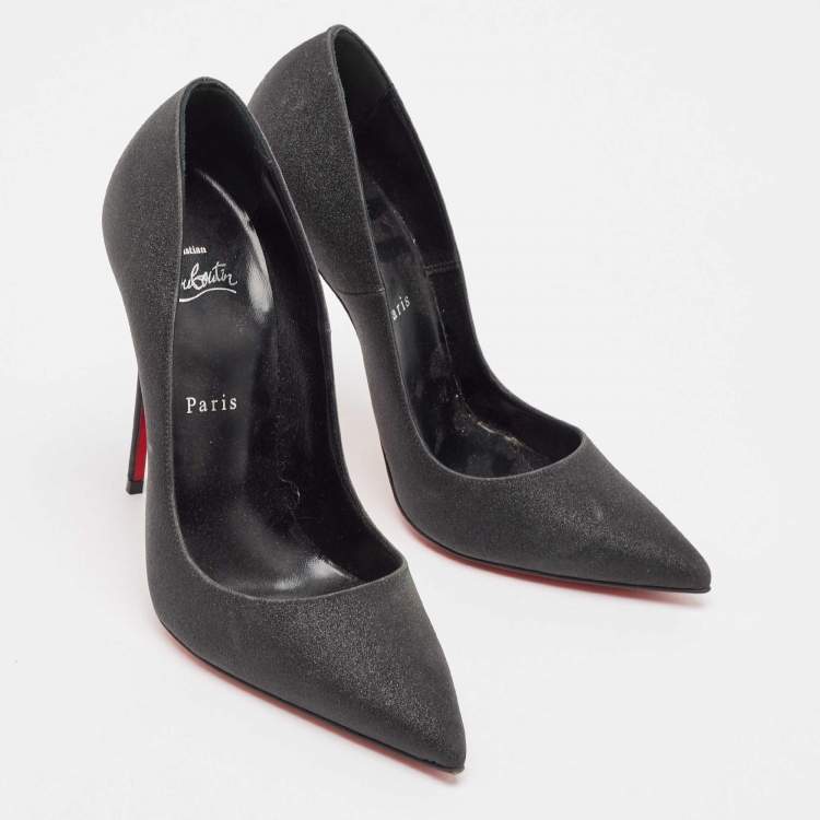 Pre Owned Christian Louboutin Black Glitter So Kate Pumps Size 39