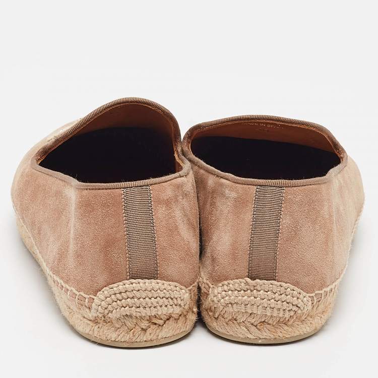 Pre Owned Christian Louboutin Beige Suede Nanou Orlato Espadrille Flats Size 40