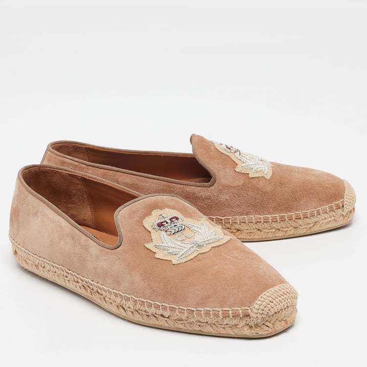 Pre Owned Christian Louboutin Beige Suede Nanou Orlato Espadrille Flats Size 40