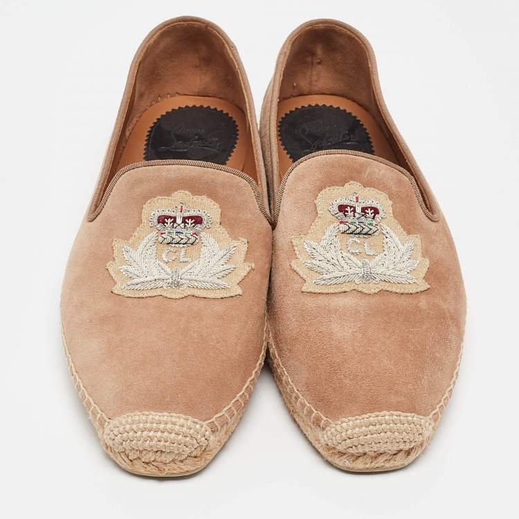 Pre Owned Christian Louboutin Beige Suede Nanou Orlato Espadrille Flats Size 40