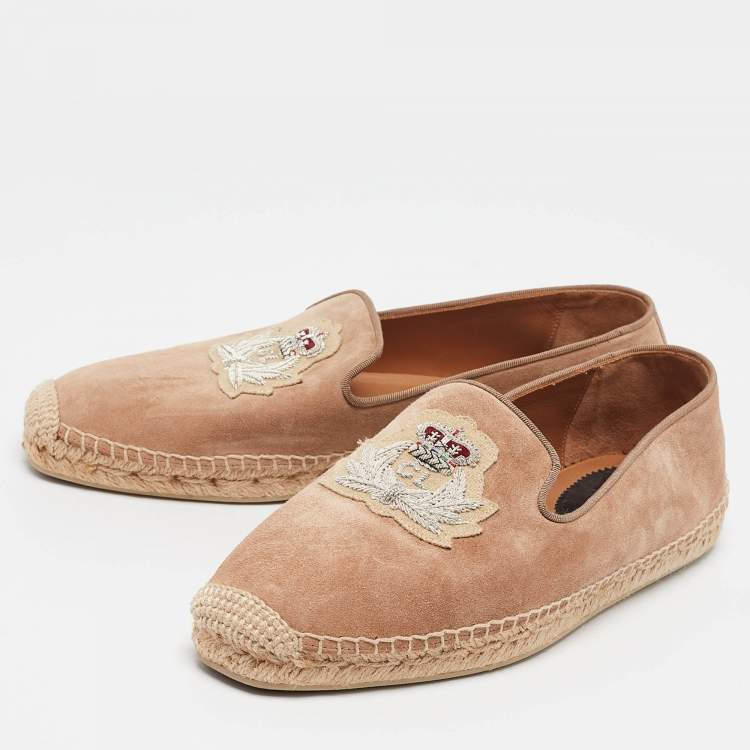 Pre Owned Christian Louboutin Beige Suede Nanou Orlato Espadrille Flats Size 40